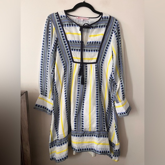 Anthropologie Ro’s Garden Striped Tunic Dress with Yellow and Blue Accents - Picture 1 of 15